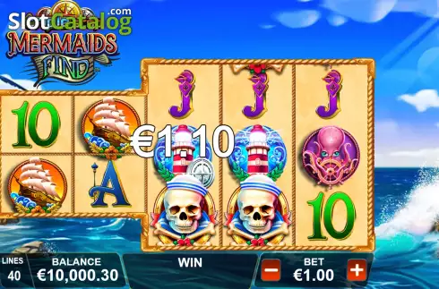 Win Screen. Triple Stop Mermaids Find slot