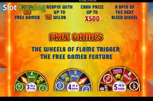 Game Features screen 3. Wheels of Flame slot