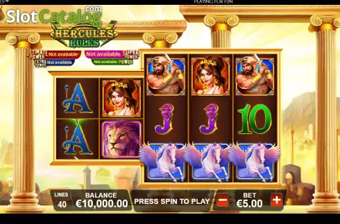 Game screen. Age of the Gods: Hercules Rules slot