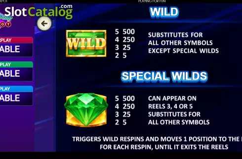 Game Features screen. Better Wilds: Power Play slot