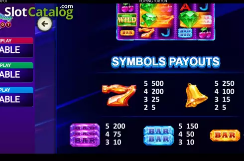 PayTable screen. Better Wilds: Power Play slot