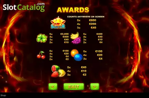 Paytable screen. Extreme Fruits Ultimate Deluxe slot