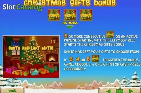 Feature Description screen. Santa Surprise (Playtech) slot