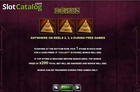 Paytable 2. The Pyramid of Ramesses (Playtech) slot