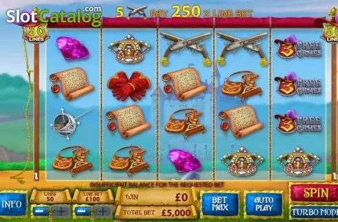 Скрін2. The Three Musketeers and the Queen's Diamond (Playtech) слот