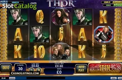 Reel Screen. Thor The Mighty Avenger slot