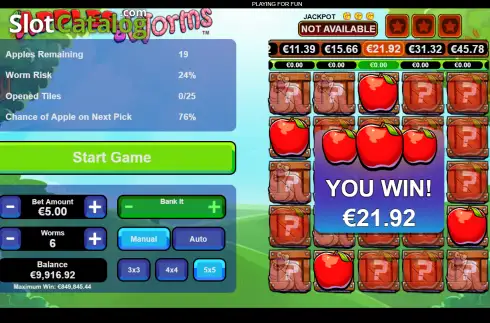 Bildschirm3. Apples & Worms slot