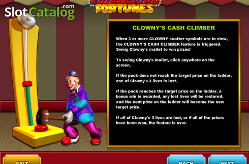 Pantalla7. Fairground Fortunes Clowny's Tragamonedas 
