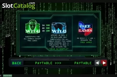 Paytable 1. The Matrix slot