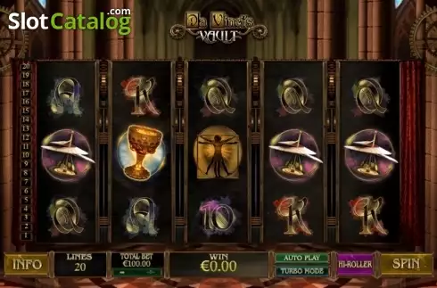 Game Workflow screen. Da Vinci's Vault slot