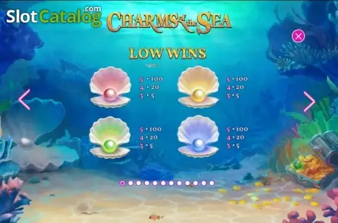 Paytable. Charms of the Sea slot