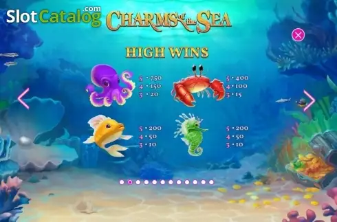 Paytable 2. Charms of the Sea slot