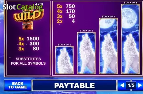 Paytable 1. Wolves! Wolves! Wolves! slot