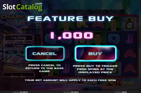 Buy Feature Screen. Charlie’s Angels slot