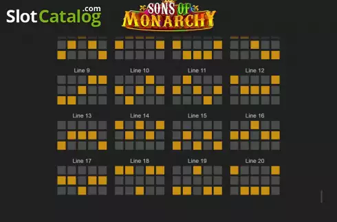 Paylines screen 2. Sons of Monarchy slot