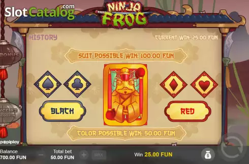 Risk Game screen. Ninja Frog slot