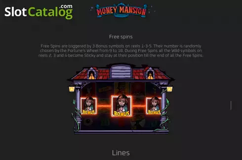 Free Spins screen. Money Mansion slot