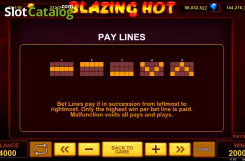 Paylines. Blazing Hot slot