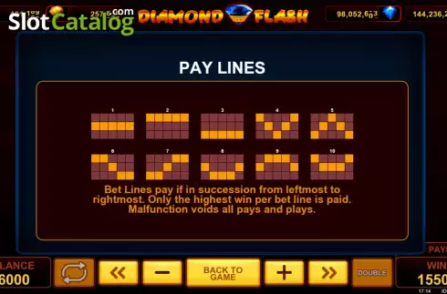 Paylines. Diamond Flash slot