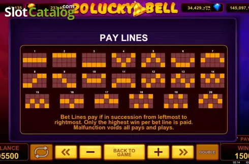 Paylines. 20 Lucky Bell slot