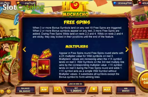 Free Spins and Multiplier screen. Hot Muchacho slot