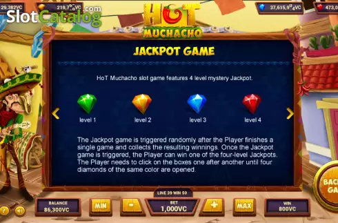 Jackpot Game screen. Hot Muchacho slot
