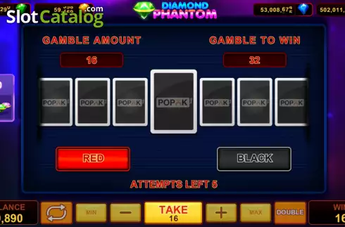 Risk Game screen. Diamond Phantom slot