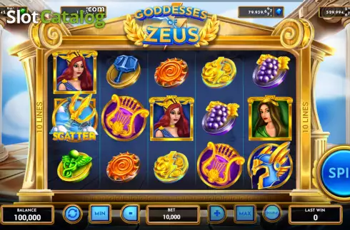 Reel screen. Goddesses of Zeus slot