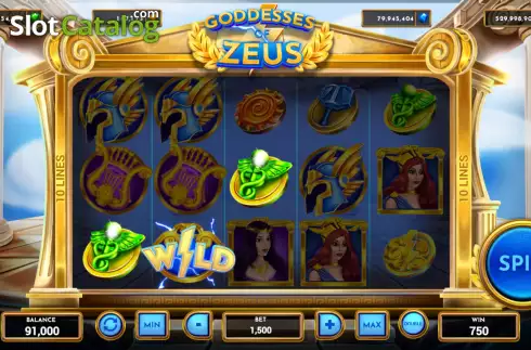 Win screen. Goddesses of Zeus slot
