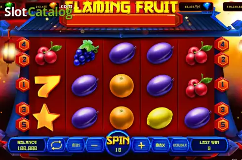 Game screen. Flaming Fruit (Popok Gaming) slot