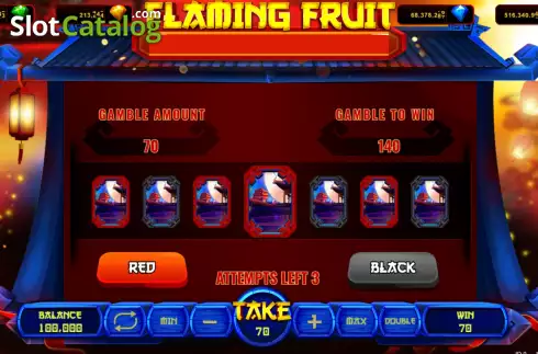 Risk Game screen. Flaming Fruit (Popok Gaming) slot