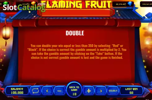 Game Features screen. Flaming Fruit (Popok Gaming) slot