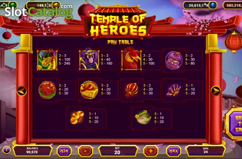 Écran7. Temple of Heroes (Popok Gaming) Machine à sous