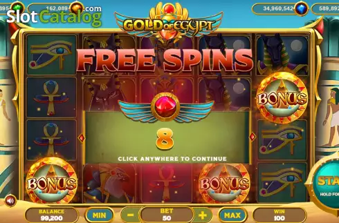 Free Spins screen. Gold of Egypt (Popok Gaming) slot