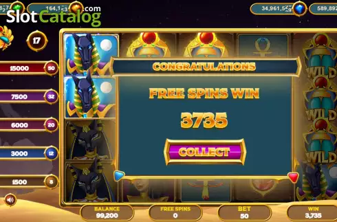 Win Free Spins screen. Gold of Egypt (Popok Gaming) slot