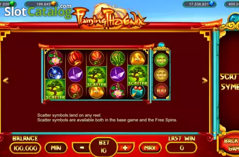 Game Features screen 2. Flaming Phoenix (Popok Gaming) slot