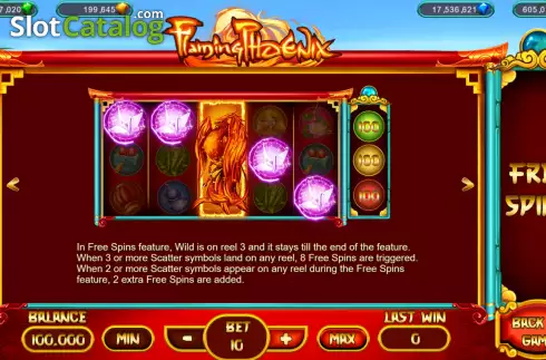Game Features screen 3. Flaming Phoenix (Popok Gaming) slot
