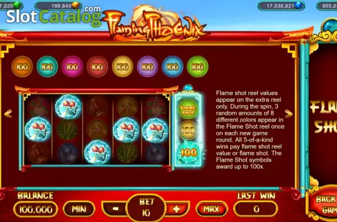 Game Features screen 4. Flaming Phoenix (Popok Gaming) slot