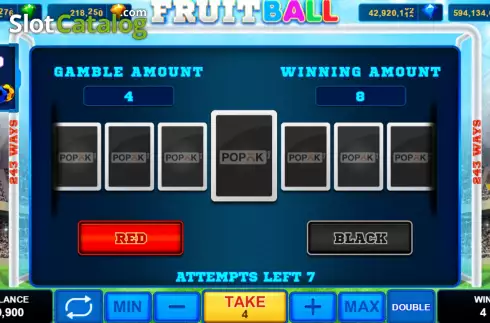 Risk Game screen. Fruitball slot
