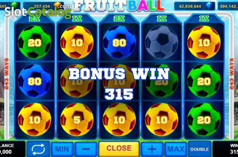 Win Bonus Game screen. Fruitball slot