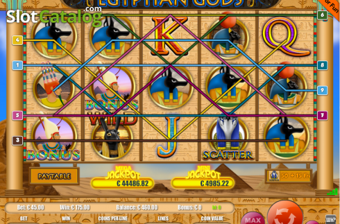 Skärmdump3. Egyptian Gods 9 (Portomaso Gaming) slot