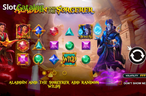 Start Screen. Aladdin and the Sorcerer slot