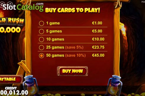 Bildschirm2. Gold Rush Scratchcard slot