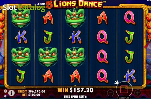 Bildschirm6. 5 Lions Dance (Pragmatic Play) slot