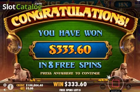 Total Win. Rise of Giza PowerNudge slot