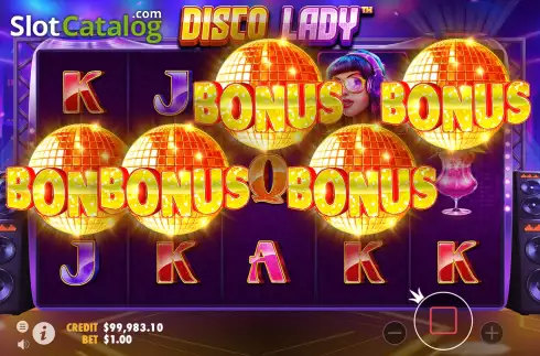 Free Spins Win Screen. Disco Lady slot
