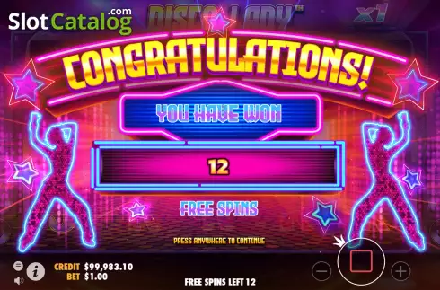 Free Spins Win Screen 2. Disco Lady slot