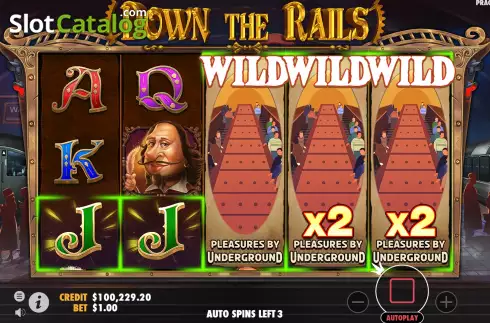 Expanding Wilds with Multiplier Screen. Down the Rails slot