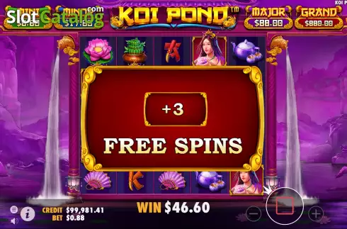 Additional Free Spins Screen. Koi Pond slot