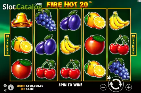 Game Screen. Fire Hot 20 slot